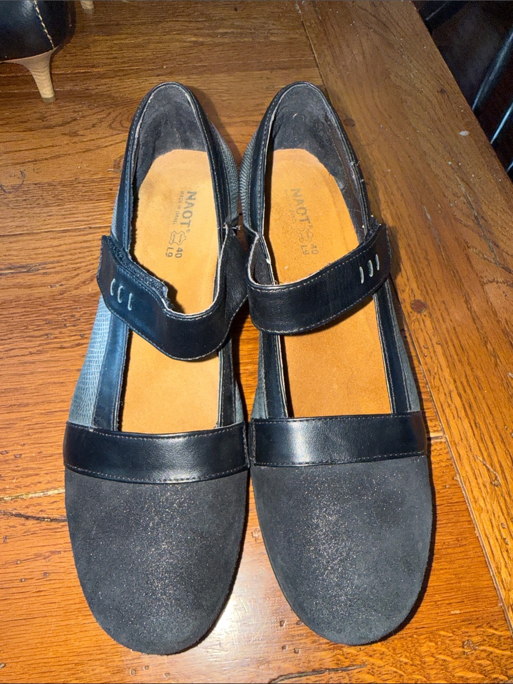 Naot Black Mary Jane Strap Flats